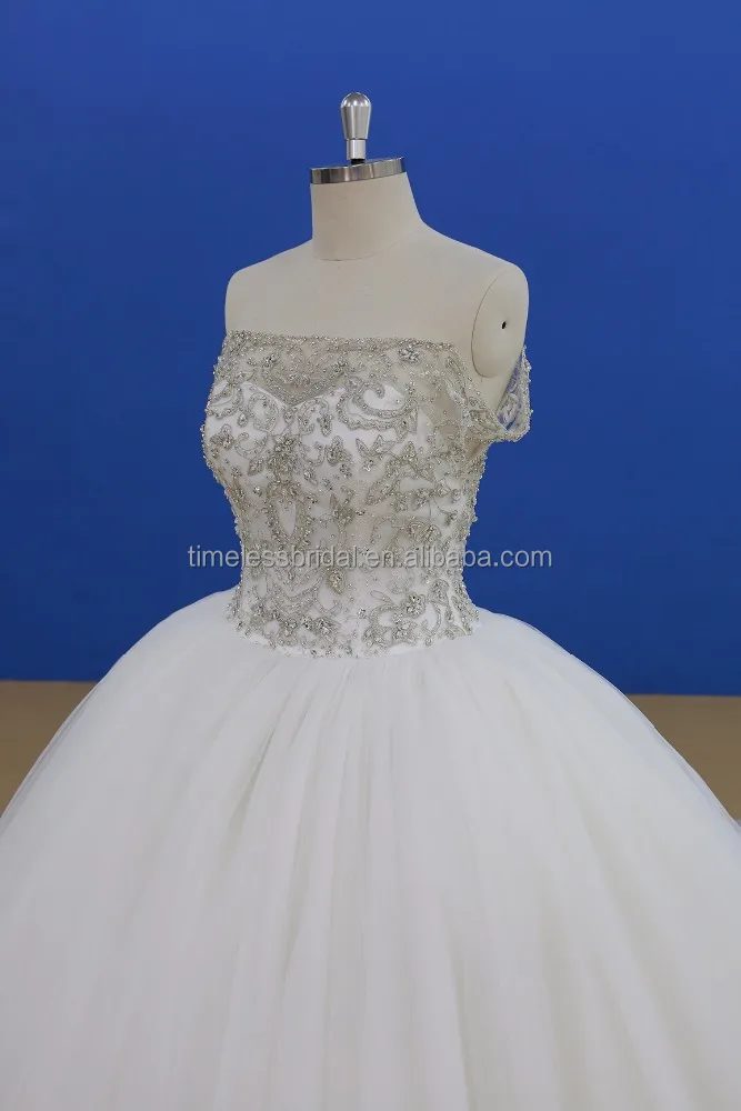 New arrival off shoulder heavy beaded embroidery corset ball gown wedding dress factory direct