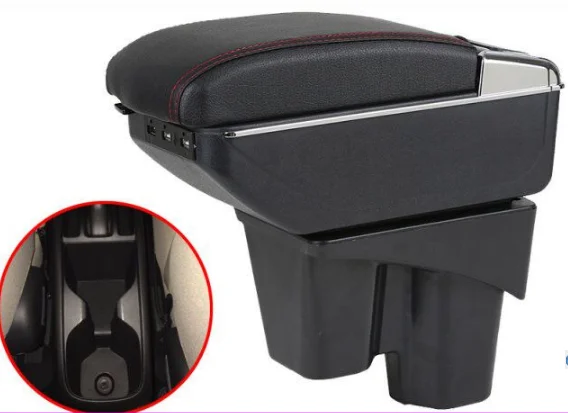 New design Armrest For 2009-2013 Honda Fit Jazz Center Console Storage Box Tray Leather