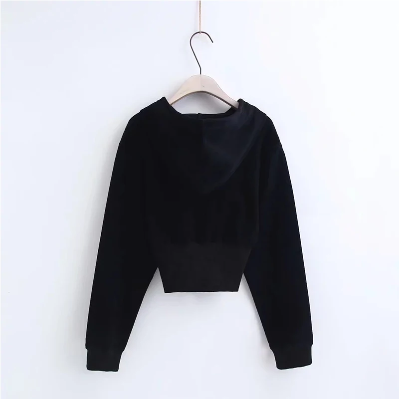 
Custom Women Fleece Cropped Sweatshirt Long Sleeve Wide RIB Hem Crop Top Shirt Drawstring Pullover Hoodie 