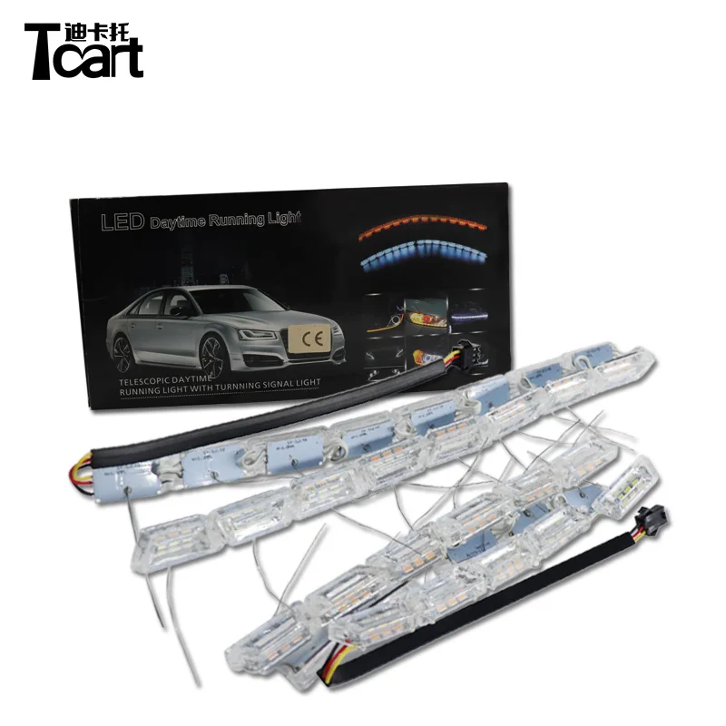 Новые Мягкие DRL с световой сигнал поворота Следуйте светодиодные дневные ходовые огни, пропилен-каучука прокладки с функцией поворота слеза ангела глаз