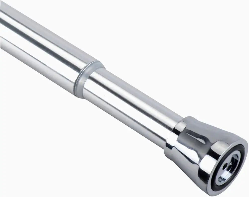 Flat extendable aluminum with chrome color one way shower curtain rod in good quality
