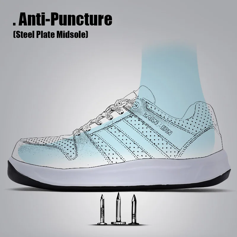 Кроссовки LARNMERN мужские со стальным носком, Рабочая защитная обувь, дышащая уличная защитная обувь для мужчин, строительные Сникеры, защита от проколов