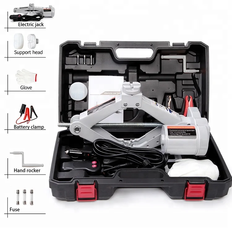 High Quality CE ISO Factory Directly Provide 2T 12V Durable Screw Scissor Electric Car Jack with Impact Wrench for Quick Repair