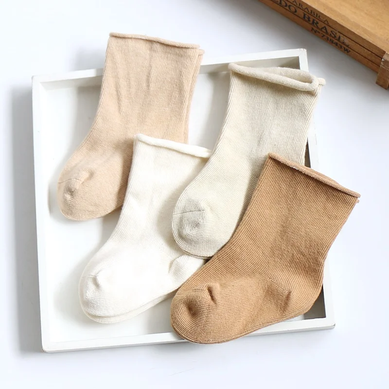 Зимние плотные Дышащие Детские высококачественные органические детские носки цветные хлопковые теплые мягкие простые детские носки