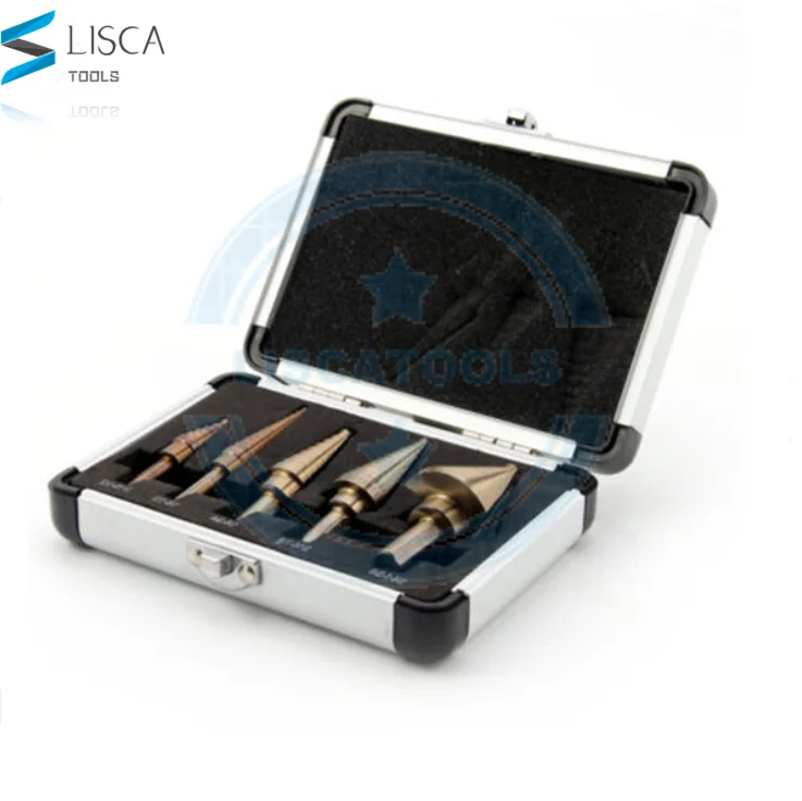 5Pcs set inch size Step Drill Bit Directly Groove Handle Pagoda Drill for PVC Thin Steel Wood