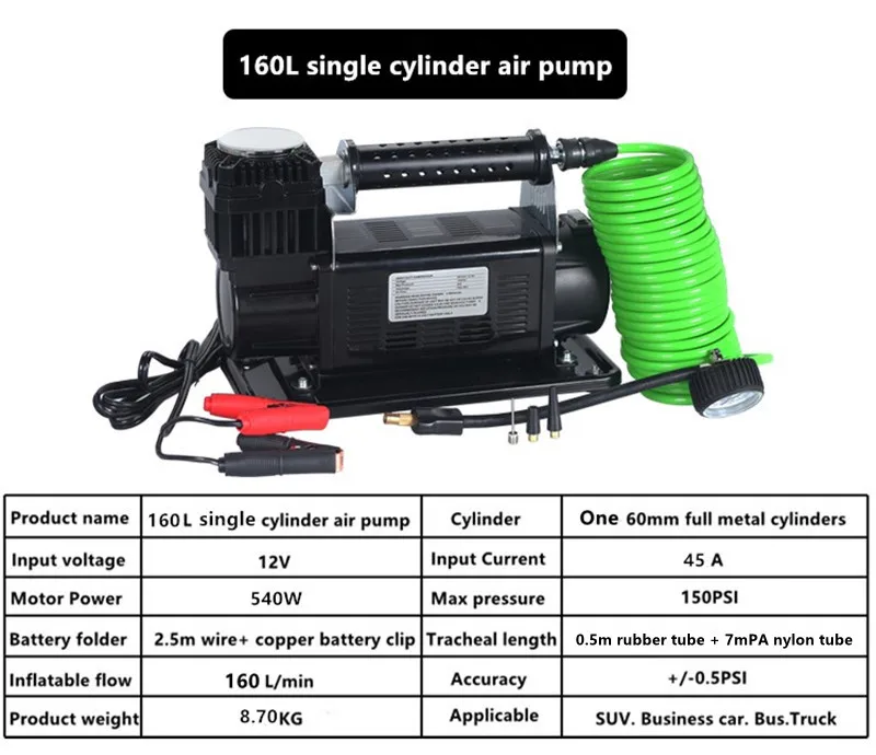 3664 300L/Min 150 PSI Portable Air Pump Pressure Pump Tire for Car Tires Trucks & Inflatables