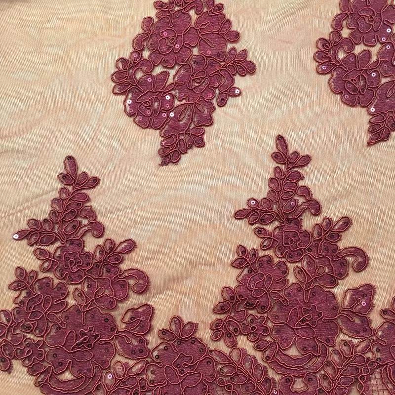 China Fabric supplier 100%polyester george embroidered 3D heavy beaded lace tulle fabric