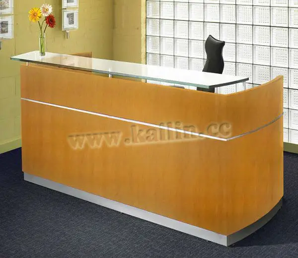 KL-RT018 modern high quality factory directly sell green material customized veneer office reception table front counter OEM