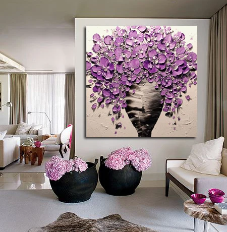 Knife oil painting modern canvas home decor flower wall painting