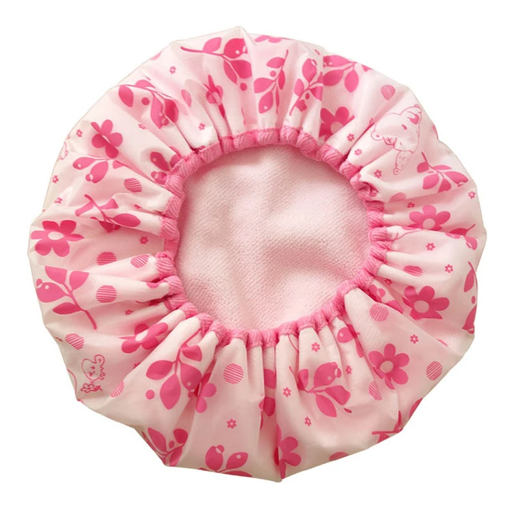 
Wholesale High Quality Bathroom Products Printed Shower Cap Waterproof Double Layer Shower Cap 