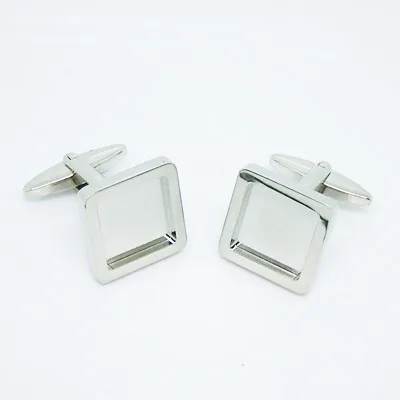 Cufflink Blank Settings Round Blanks Bezel Base for Cabochon Cameo DIY Cufflink Findings