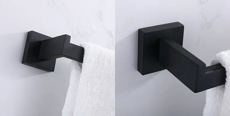 Premium Stainless Steel Matte Black Hand Towel Holder Heavy Duty Wall Mounted Square Hand Towel Ring Towel Bar for Bathroom