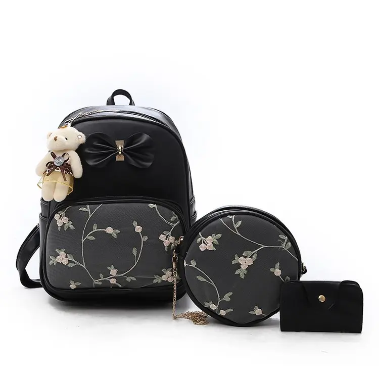 PU Backpacks Women Fashion PU Leather Backpack Set 3 Pcs in 1 for Ladies