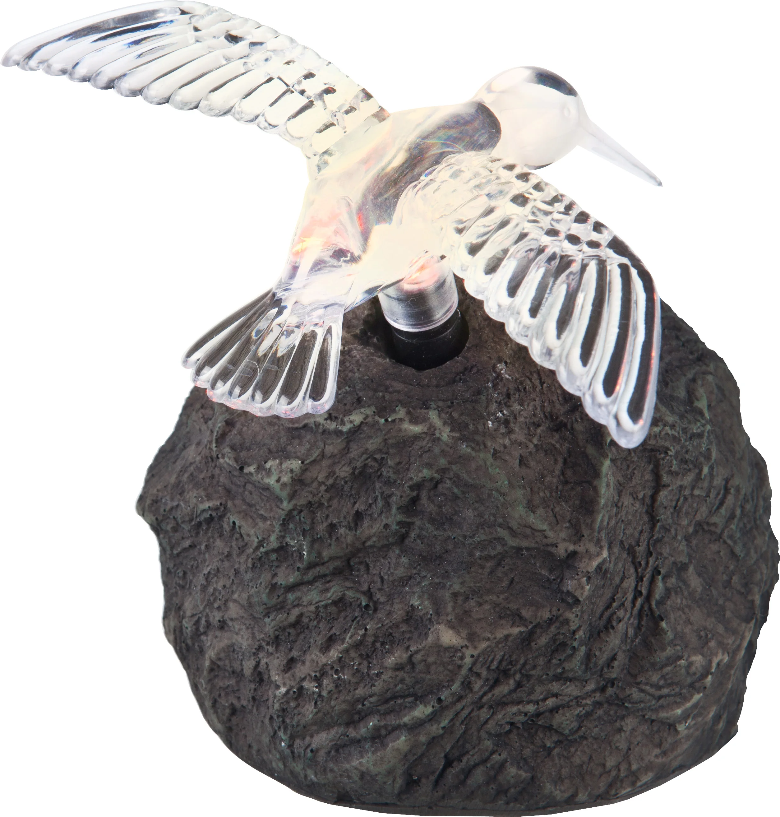 
KINGLAND New Creative Evergreen Garden Polystone bird Solar Garden Stones, solar waterproof motion sensor light 