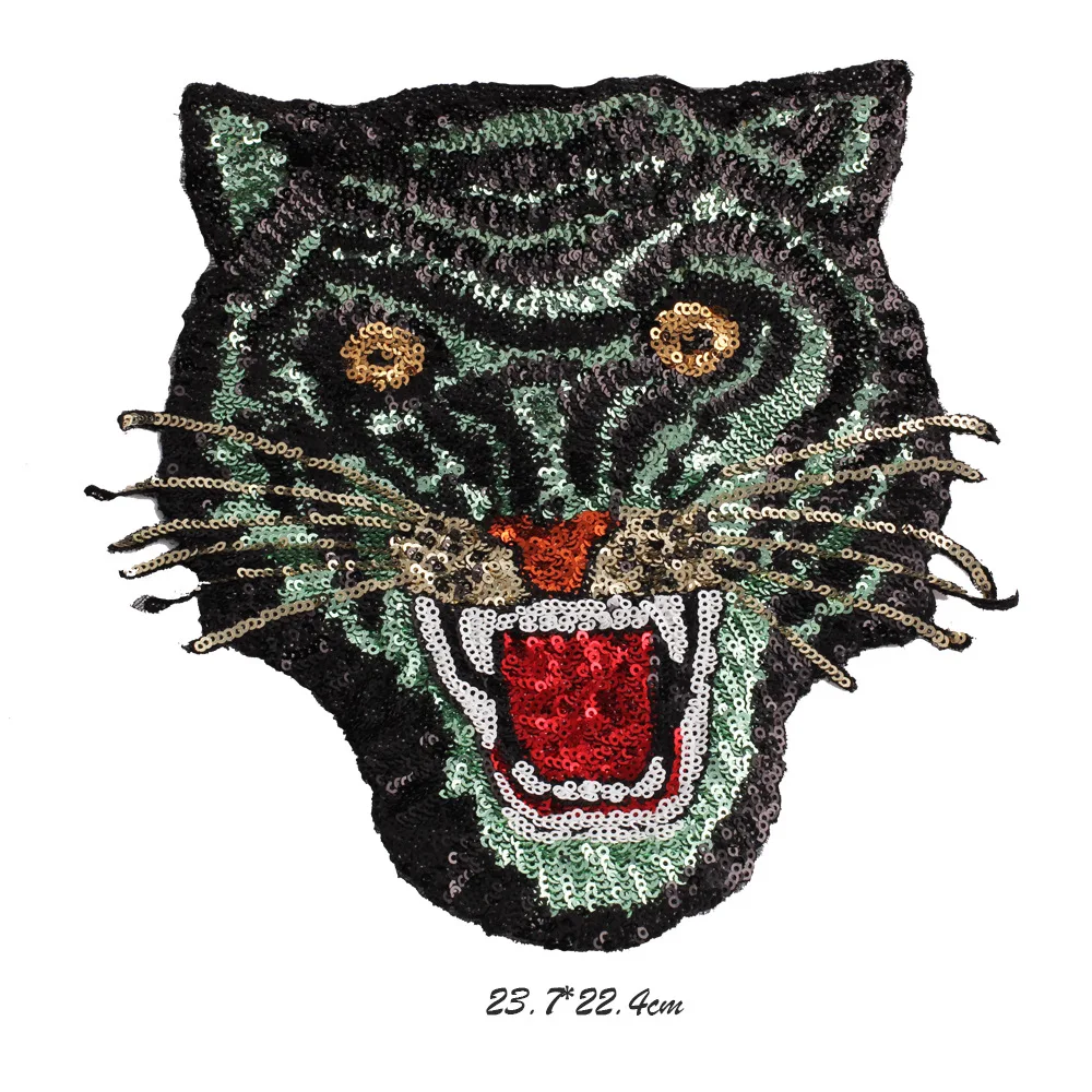 
GUGUTREE embroidery Sequins big tiger patch animal cartoon patches badges appliques for clothing ZK-50 