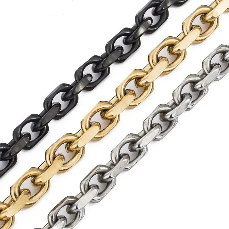 18k Real Gold Plated Mens Necklace Chain Jewelry Wholesale 9mm Stainless Steel Heavy Cable Link Chain