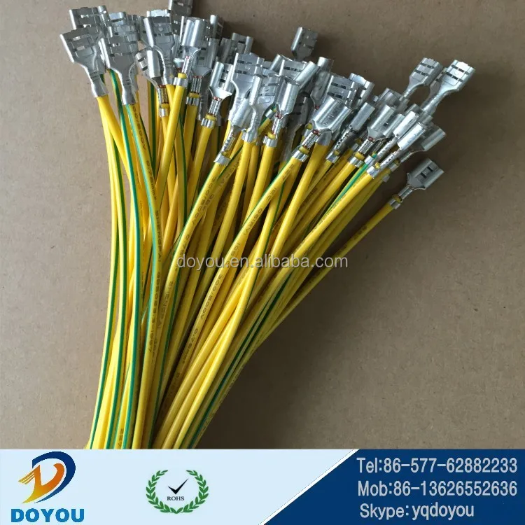 
custom wiring harness 250 faston terminal ring terminal 0.75mm2 yellow/green engine wiring harness 