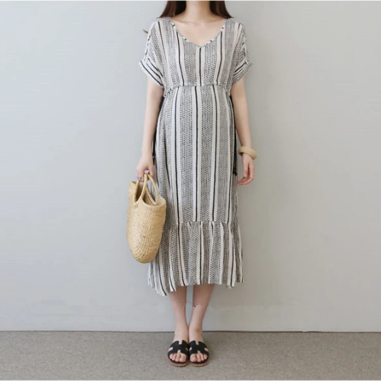2019 Fashion Summer Stripe Short Sleeve Maternity Dress