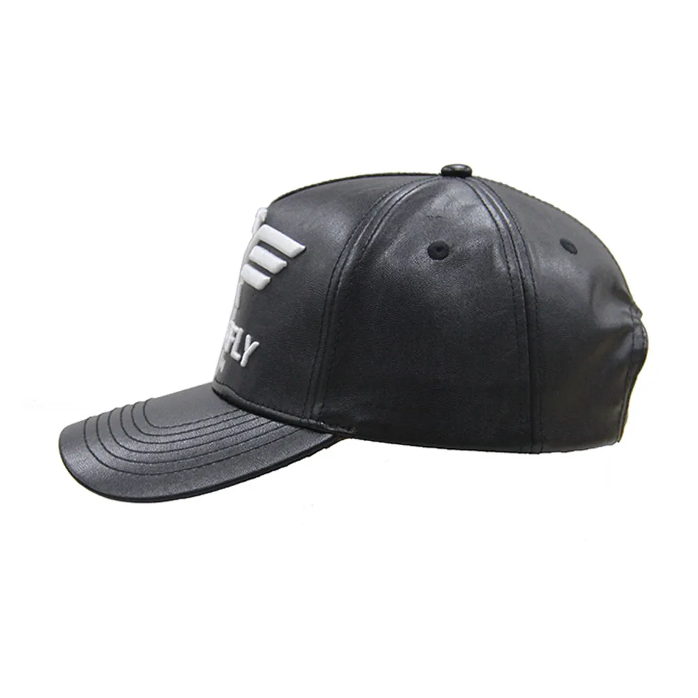 High Quality Classic Men Hat Custom 3D embroidery 6 Panel Pu Leather Baseball Caps