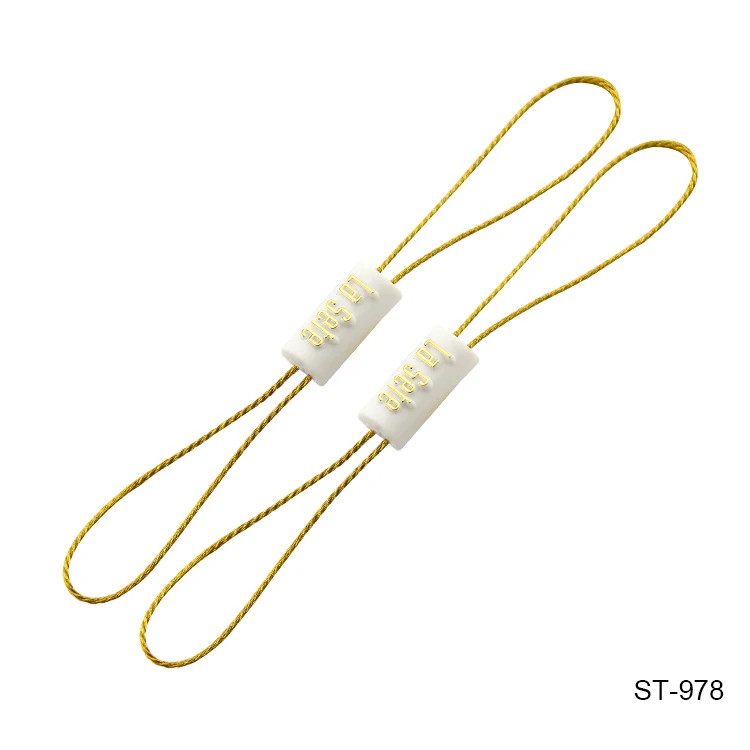 China high quality customized brand mold cotton string embossed plastic seal tag for clothing