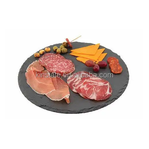 hot selling natural edge round slate plate slate cheeseboard for hotel