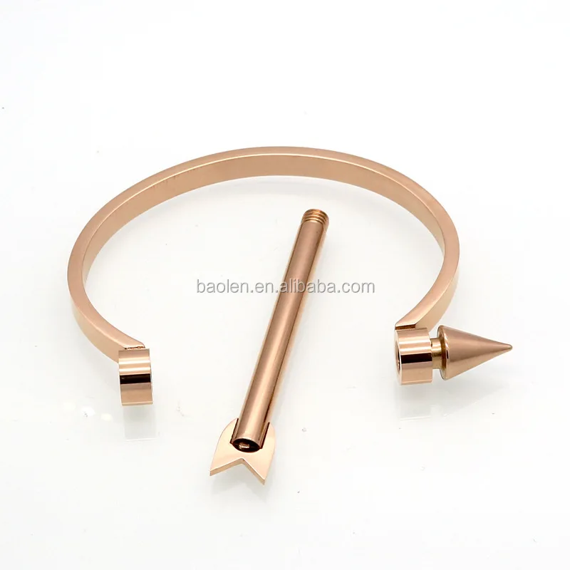 Best Brand Arrow Screw Bangle Gold Color Stainless Steel Cuff Bracelets Fashion Jewelry For Women Gift Pulseiras
