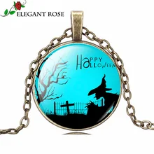 Halloween Witch Double C Fashion Statement Necklace 2015 Jewelry Pendant Cabochon Glass Pocket Watch Necklace Women xx0019