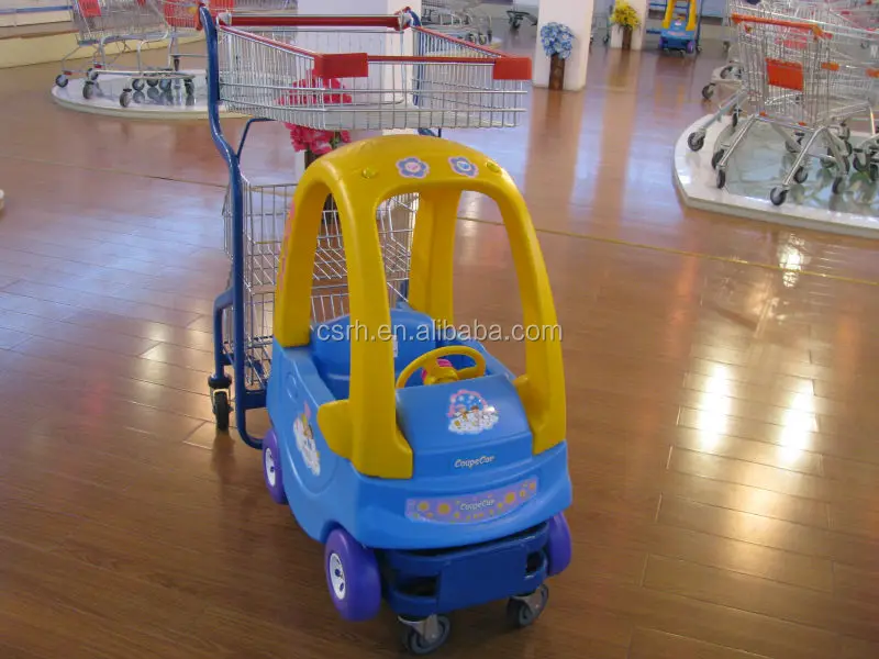 With A Plastic Toy Car for Kids Sit Supermarket Shopping Cart