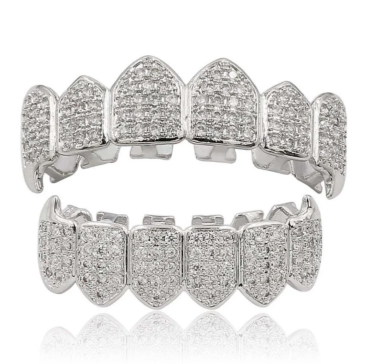 Wholesale Custom Design 18k Micro Pave gold Free Grillz Teeth