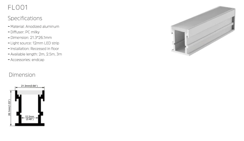 Waterproof floor aluminum profile for LED strip light/ LED aluminum profile for floor tile