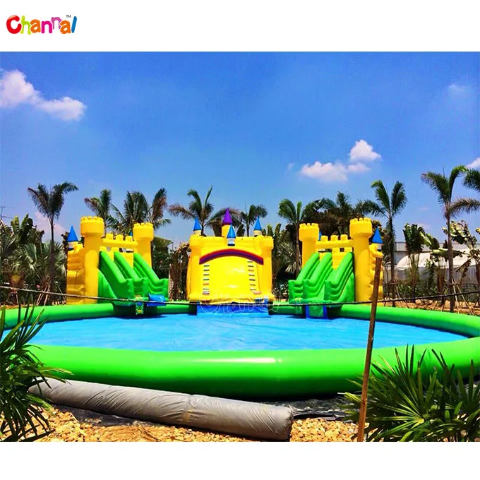 Mobile kids and adults inflatable water park slide bounce house