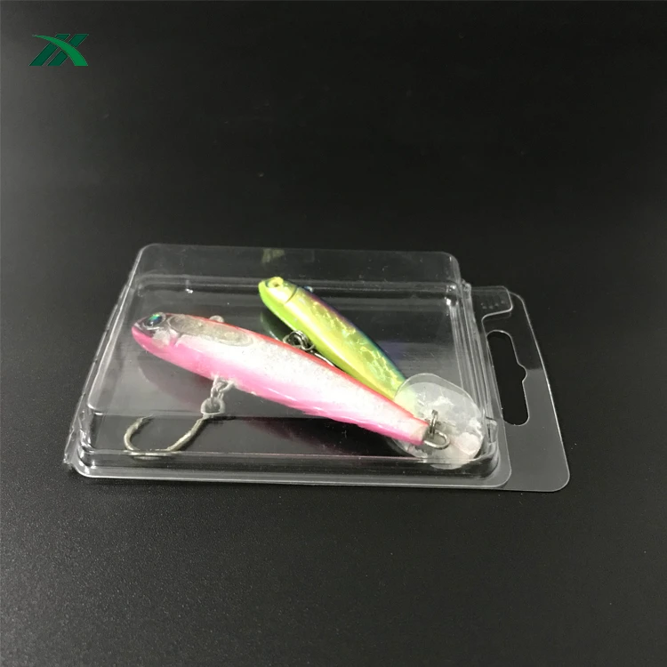 PET transparent stock fishing lure clamshell packaging