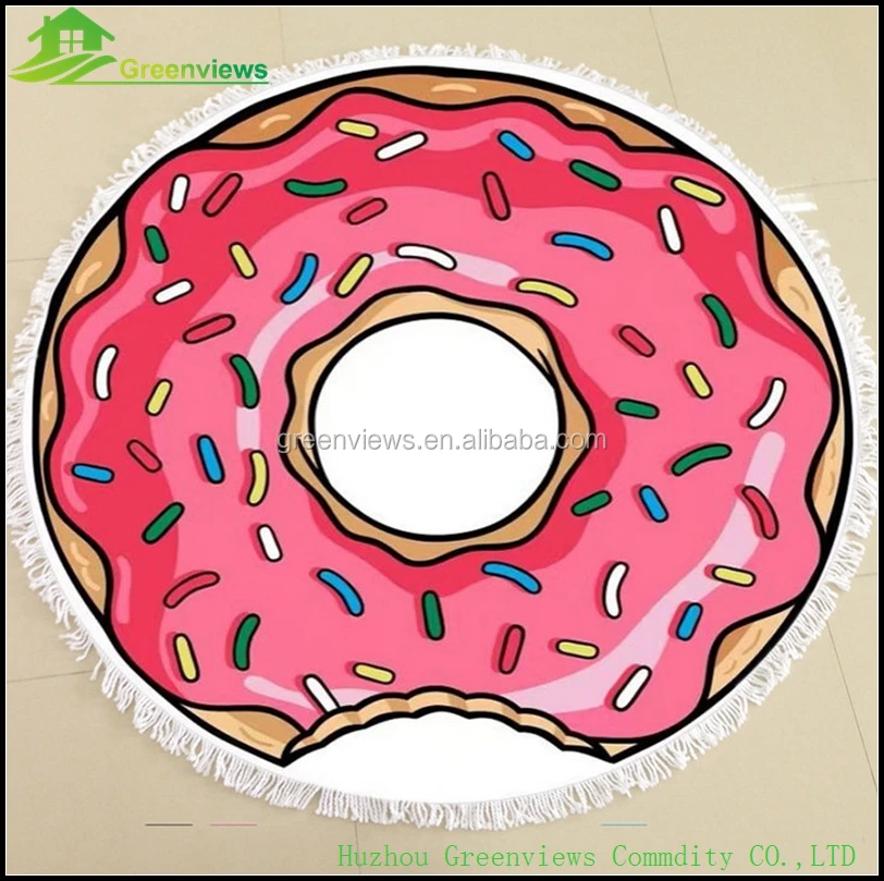 Sample China Manufacturer Custom 100% Cotton Print Design Your Own Beach Towel Round Beach Towel Cotton Donut Towel Round