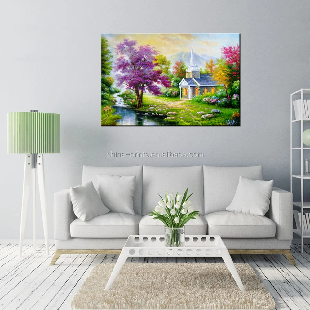 Countryside Drawing Picture Canvas Prints Nature Scenery Giclee Print Wholesale Canvas Painting for Interior Decoration