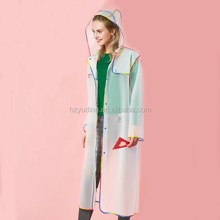 long pvc vinyl raincoat for lady, long extra large rain poncho