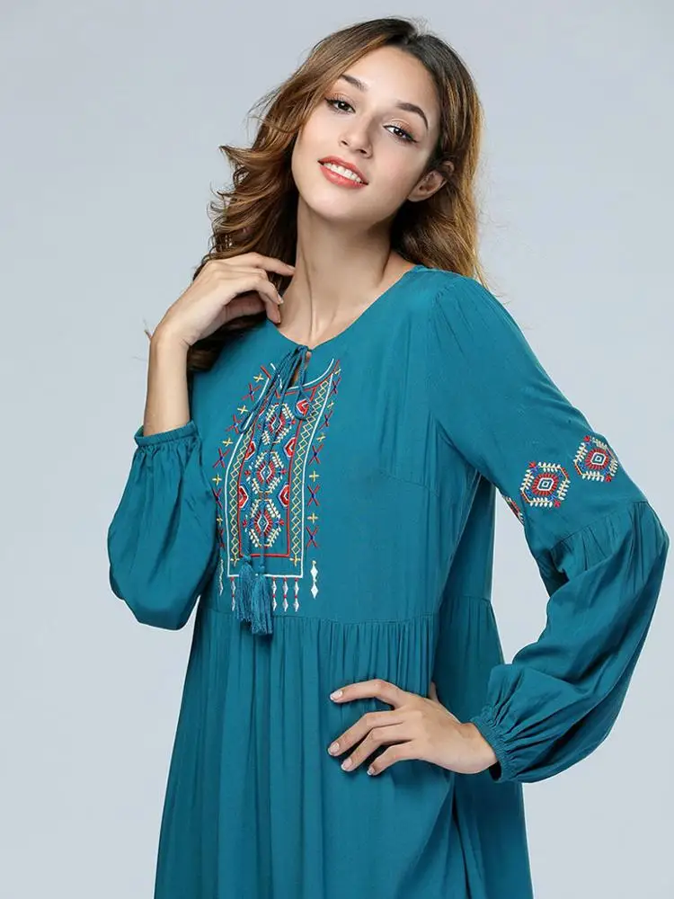 A4257 Kaftan Maxi Dress Moroccan Abaya Dubai Long Arabian Farasha Eid Loose one size dark green Kaftan