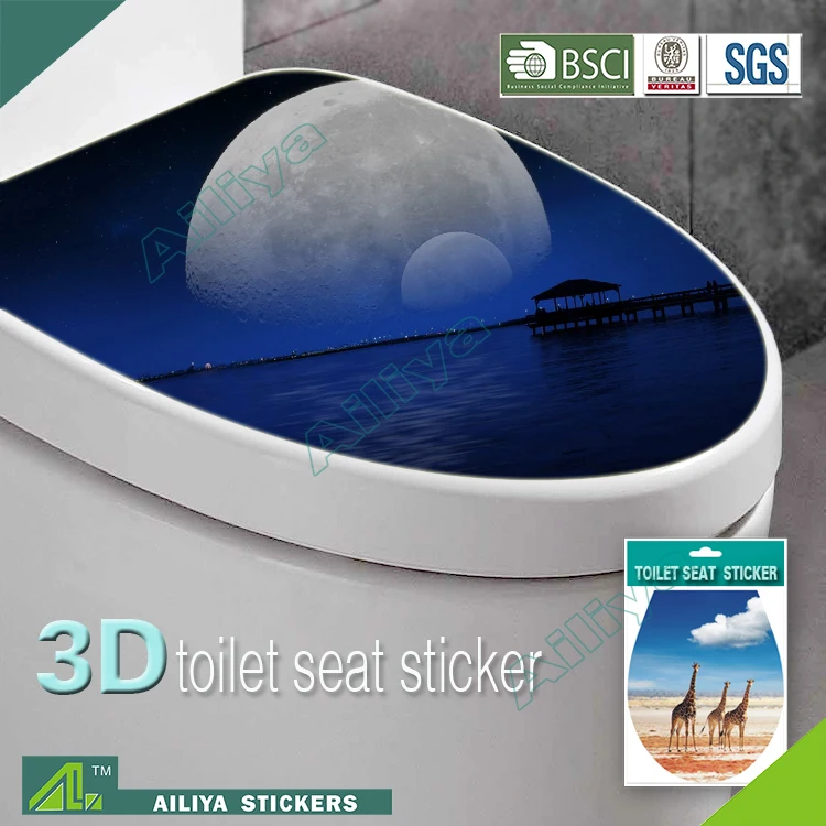 PVC 3d waterproof removable customized design home decorative toilet seat stickers uk