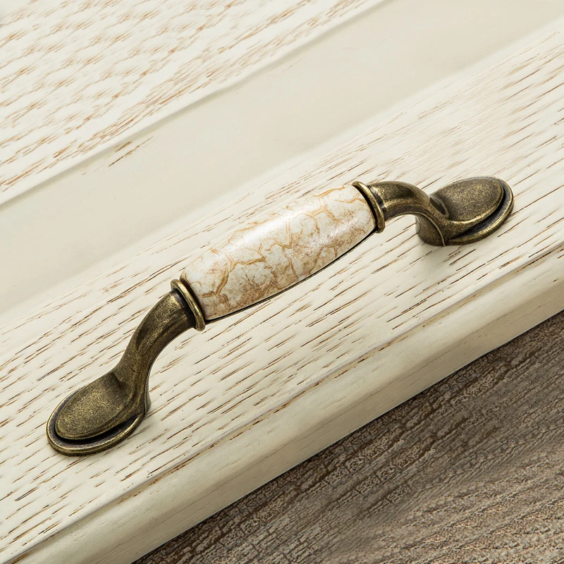  Антикварные ручки для мебели мраморные желтые полосы керамические кухонных шкафов дверных ручек ящиков CZ-9999