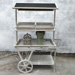 Creative rural solid wood flower cart plants potted flower rack