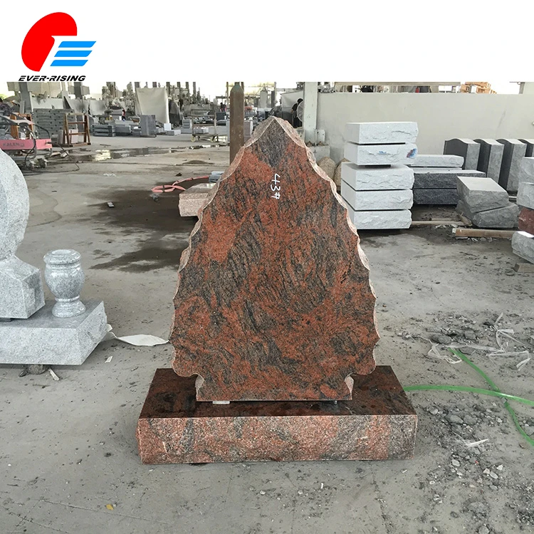 Wholesale Indian Red Memorial Monument,Maple Shape Multicolor Indian Red Headstone