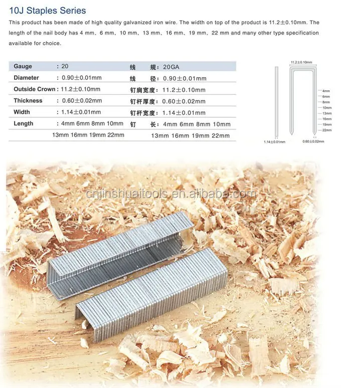 
Pneumatic Stapler, Ga.20, 10-22mm,1022J Stapler, Medium Crown Stapler 