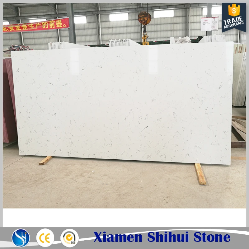 SHIHUI Engineering Stone Project One-stop Solution Artificial Snow White Quartz Stone Slab For Composite Dining Table Top
