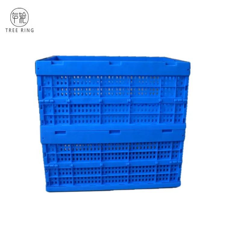 Large Foldable Industrial Square Plastic Collapsible Storage  Fruit Crates With Lids For Agriculture Transport