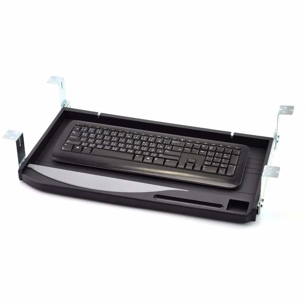 Under desk diy sliding drawer plastic computer keyboard tray