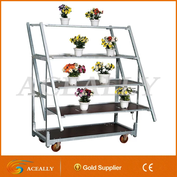 
garden storage steel flower pot car 