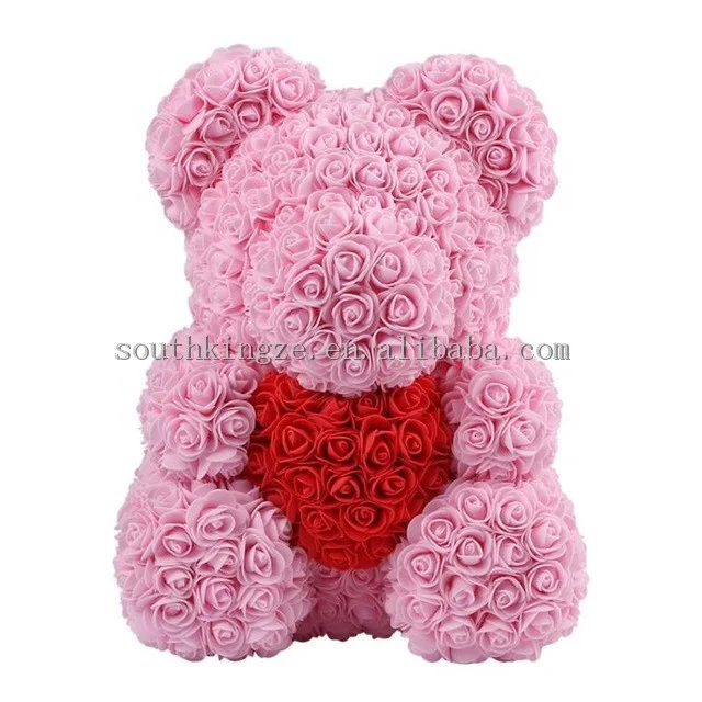 
exquisite home celebration decoration red rose bear gift box rose flower teddy bear for valentine artificial flower rose bear 