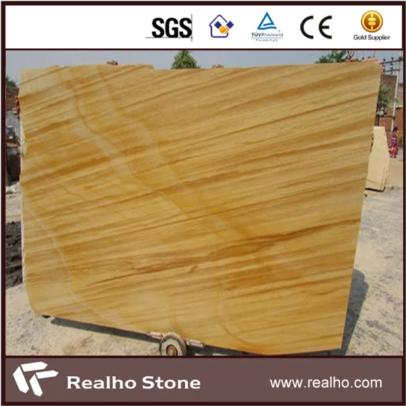 Popular India Yellow Teak Wooden Sandstone Slab