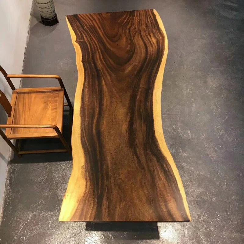 1.2 Meter Length Walnut Solid Big Slab Wood Dining Table