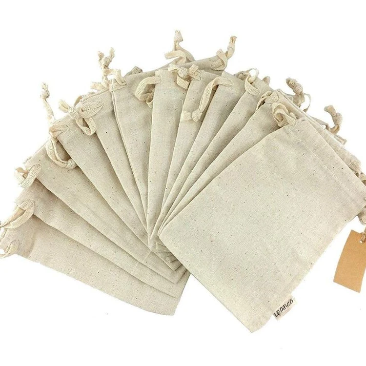 Recycled 100% cotton drawstring pouch