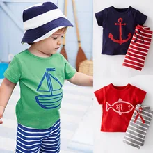Summer 2015 Baby Boy Clothing Set Children Sport Suits 100% Cotton Children’s Clothing Set T Shirt+Pant Fantasias Infantis CF101
